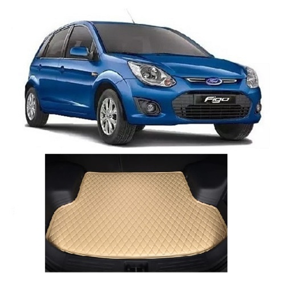 7D Car Trunk/Boot/Dicky PU Leatherette Mat for	Figo Old  - Beige